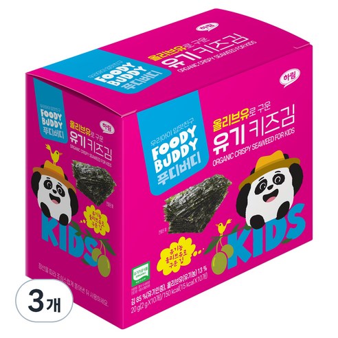 푸디버디 올리브유로 구운 유기 키즈김, 3개, 20g