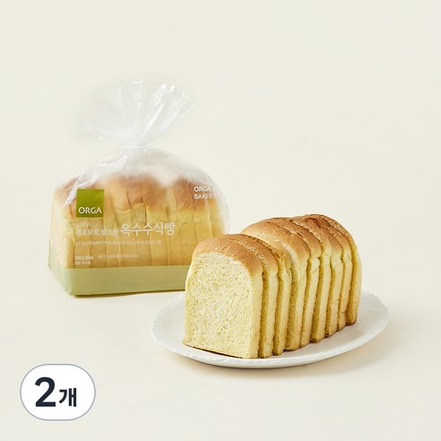 ORGA 베이커리 생효모로 발효한 옥수수식빵, 240g, 2개