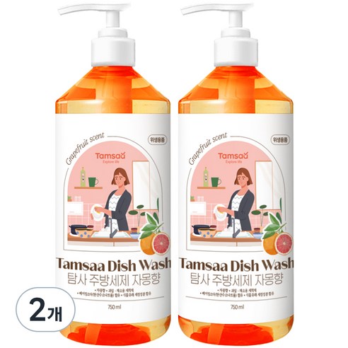 탐사 베이킹소다 함유 주방세제 자몽향, 750ml, 2개