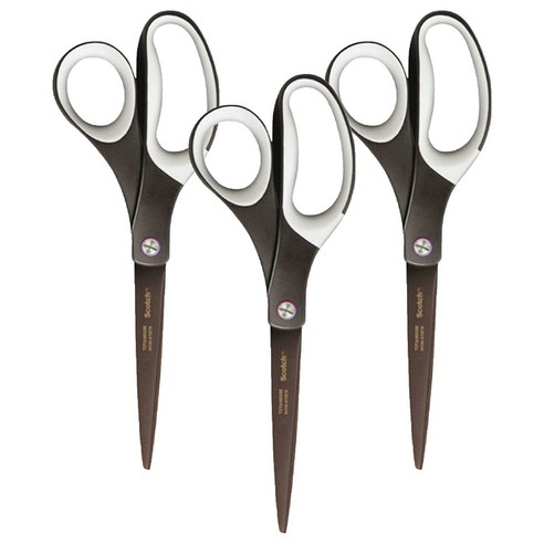 쓰리엠 스카치 프리미엄 티타늄 가위 20.3cm, 브라운 + 화이트, 3개