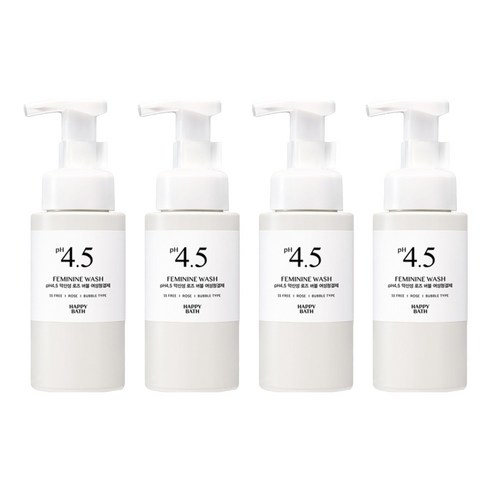 해피바스 PH4.5 약산성 로즈 버블 여성 청결제, 4개, 250g