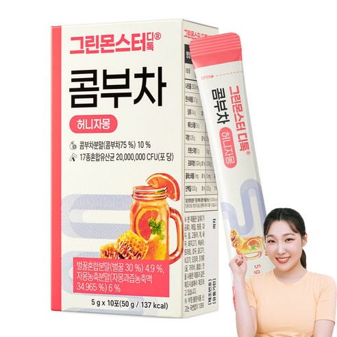 그린몬스터 디톡 콤부차 허니자몽 10p, 5g, 10개입, 5개