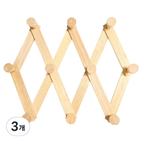 원목 아트 자바라 옷걸이 대, 베이지, 3개