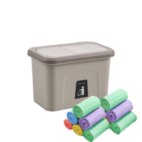 싱크대걸이 휴지통 + 음식물쓰레기 전용 비닐봉투 200p, 브라운(휴지통), 랜덤발송(비닐봉투)