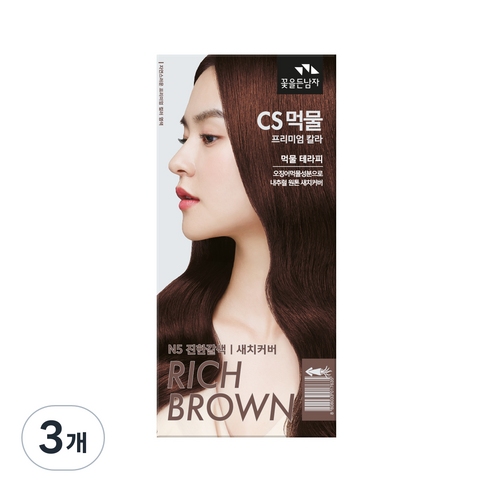 꽃을든남자 CS먹물 프리미엄 헤어 칼라크림 염모제, N5 진한갈색, 3개