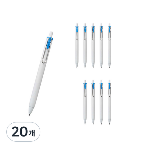 유니볼 원 중성 잉크펜 0.38mm, 스카이블루, 20개