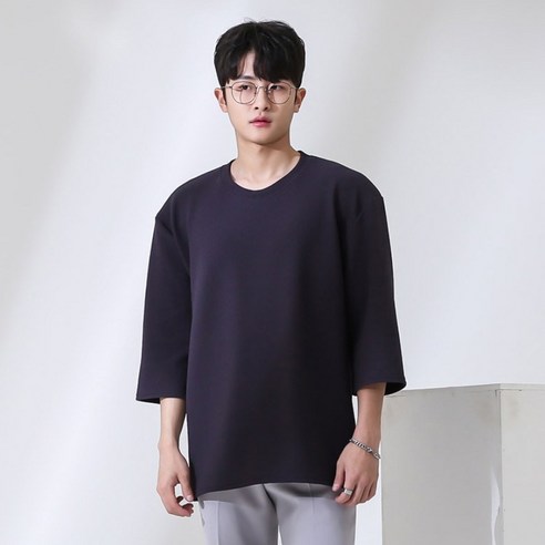 단군 남성용 리버플 링클프리 오버핏 7부반팔티