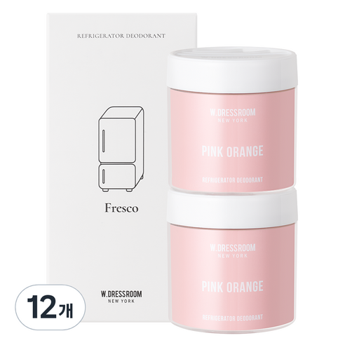 더블유드레스룸 냉장고 탈취제 핑크오렌지 본품, 120g, 12개