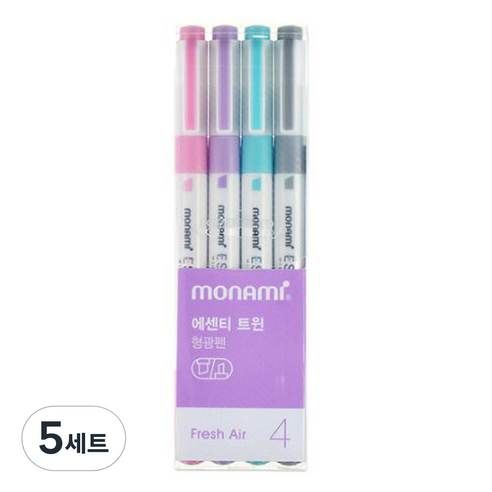 모나미 에센티 트윈 형광펜 4종 세트, 프레쉬에어, 5세트