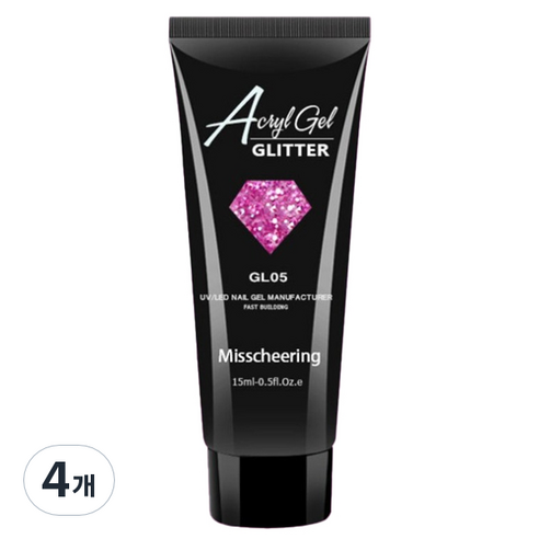 스위스녹스 셀프 네일 인조 손톱 연장 재료 글리터 폴리젤 15ml, GL05, 4개