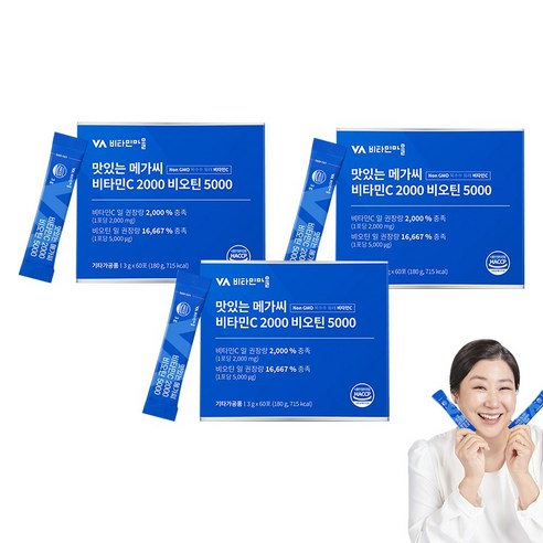 비타민마을 맛있는 메가씨 비타민C 2000 비오틴 5000 60p, 180g, 3개