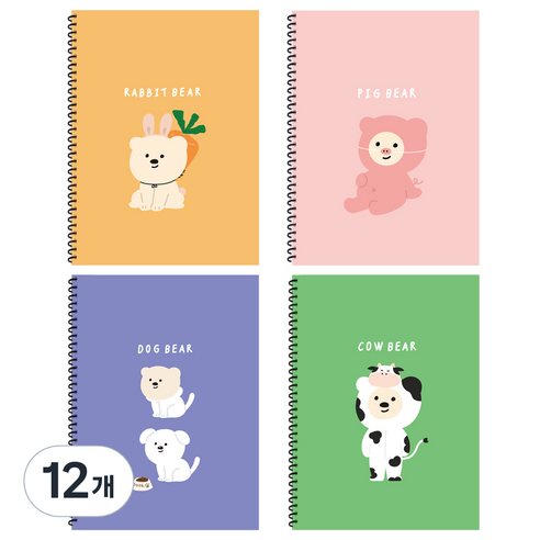 아트모아 곰 연습장 60매, 랜덤발송, 12개
