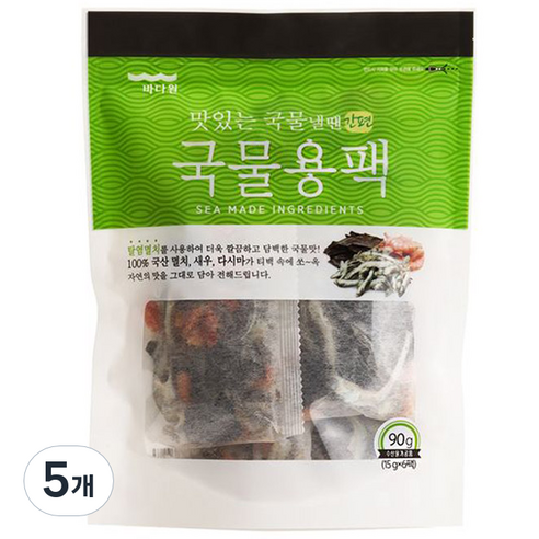 바다원 맛있는 국물 낼땐 국물용팩, 90g, 5개