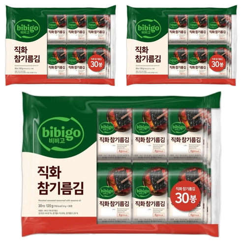 비비고 직화 참기름김, 4g, 90개