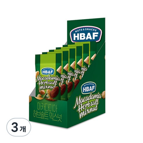 바프 넛츠앤스낵스 마카다미아 허브솔트 믹스넛 30g x 6p, 180g, 3개