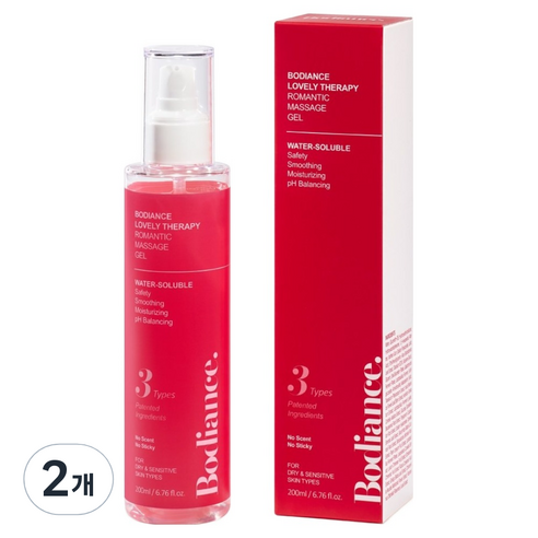 바디언스 러블리 테라피 로맨틱 수용성 아로마 바디 마사지 젤 고보습 약산성, 2개, 200ml