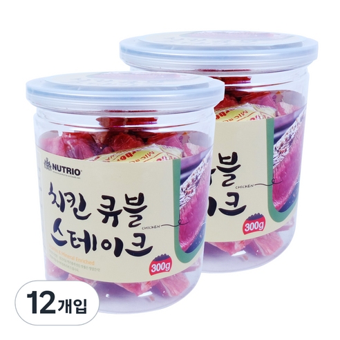 뉴트리오 스테이크 반려견 간식, 치킨큐블맛, 12개입