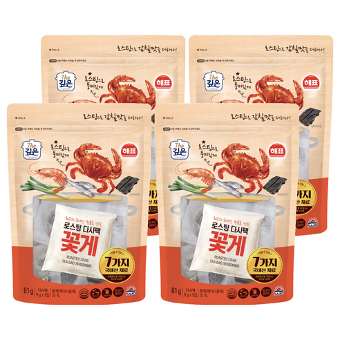 해표 로스팅 다시팩 꽃게 9p, 4개, 81g