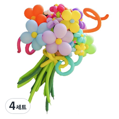 타이탄 잔치 생일 파티 이벤트 풍선 꽃다발 플라워 + 펌프 세트, 3(풍선), 랜덤발송(펌프), 4세트
