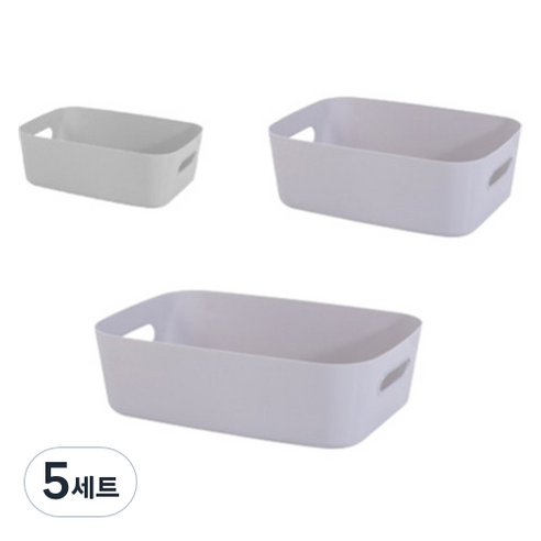 피피홈리빙 다용도 수납박스 펜트리 정리함 3종 세트, 그레이, 5세트