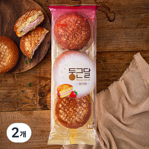 롯데웰푸드 둥근달 딸기크림 빵, 70g, 3개입, 2개