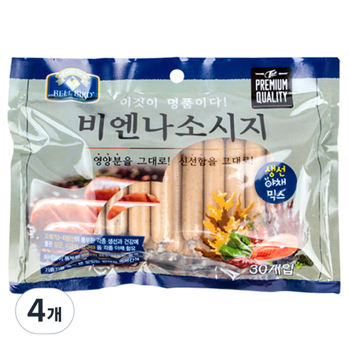 벨버드 반려견 비엔나 소시지 30p, 생선 + 야채 혼합맛, 4개