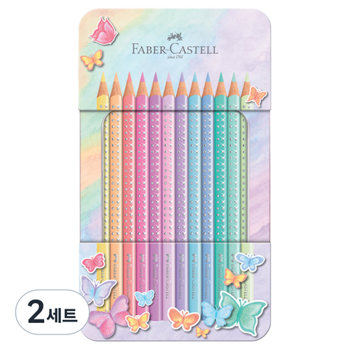파버카스텔 스파클 색연필 틴 파스텔 세트, 12색, 2세트