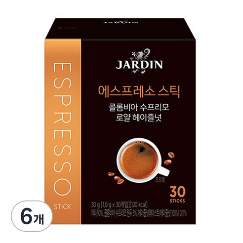 쟈뎅 로얄 헤이즐넛 콜롬비아 수프리모 커피, 1g, 30개입, 6개