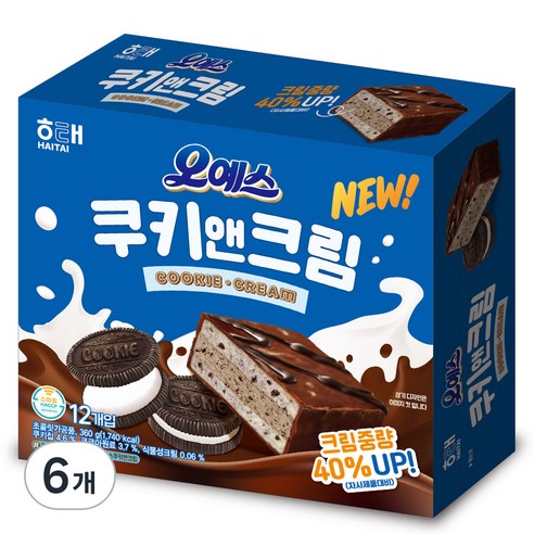 해태제과 오예스 쿠키앤크림, 30g, 72개