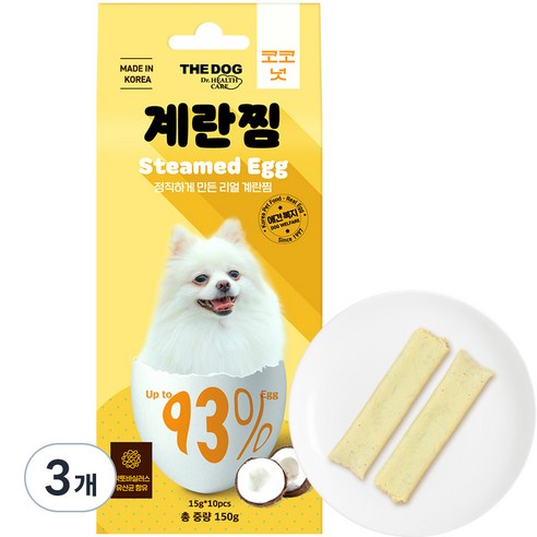 더독 강아지 계란찜 스틱 10p, 코코넛, 150g, 3개