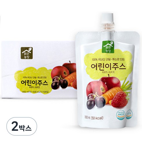 맑은농장 어린이주스 100ml, 사과 + 딸기 + 당근 + 포도 혼합맛, 2개, 1000ml