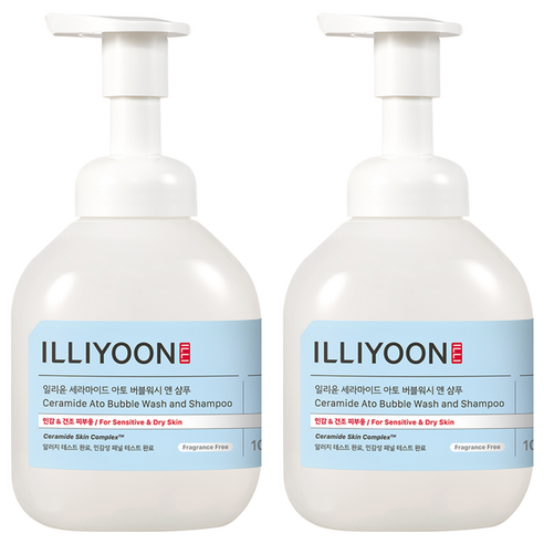 일리윤 세라마이드 아토 버블워시 앤 샴푸 바디워시 무향, 400ml, 2개