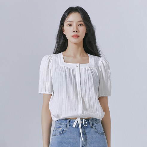 미쏘 스퀘어넥 스트링 블라우스