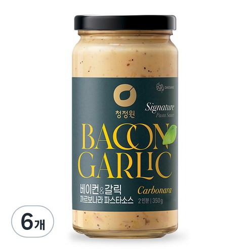 청정원 베이컨 앤 갈릭 까르보나라 파스타소스, 350g, 6개