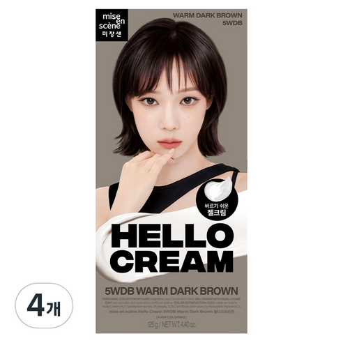 미쟝센 뉴 헬로크림 염색제, 웜다크브라운, 4개