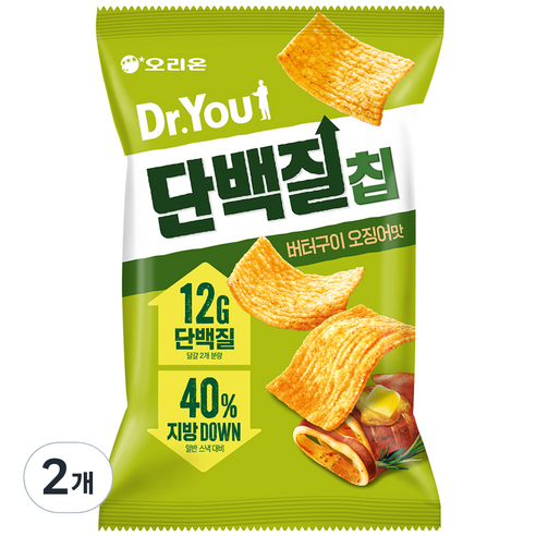 닥터유 오리온 단백질칩 버터구이 오징어맛, 60g, 2개