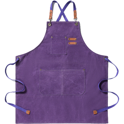 LYDCompany 캔버스 데님 앞치마, 보라, 1개