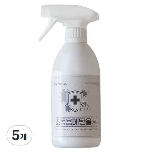헬씨플러스 소독용 스프레이형 에탄올 83%, 5개, 500ml