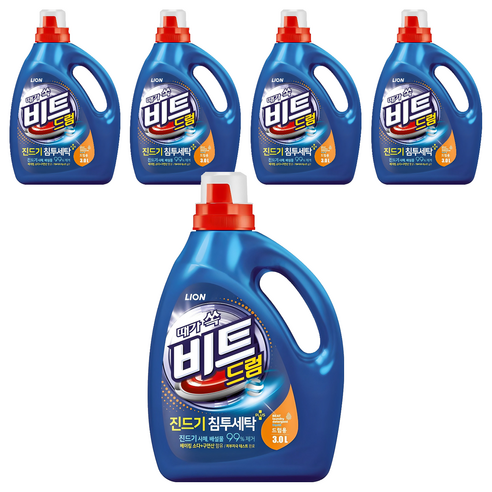 비트 진드기 액체세제 드럼용 본품, 3L, 5개
