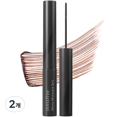 이니스프리 스키니 꼼꼼 마스카라 Zero 3.5g, 2호 브라운, 2개