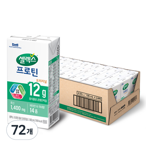 셀렉스 프로틴 오리지널, 190ml, 72개
