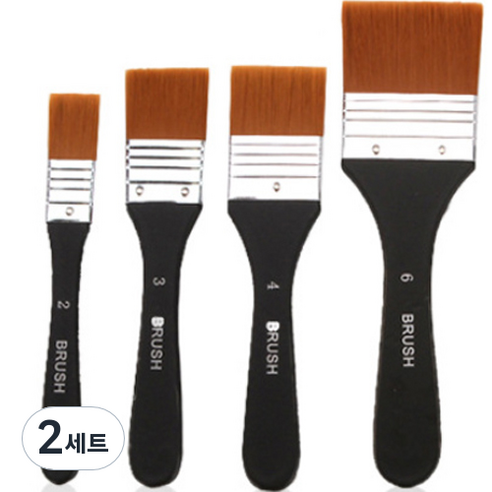 OON 아크릴 수채화 유화 페인트 나일론 붓 4종, 2호, 3호, 4호, 6호, 2세트