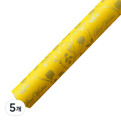 포포팬시 도트장미 종이포장지 53cm x 20m, 노랑, 5개