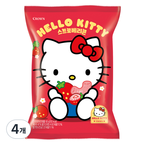크라운 스트로베리콘 랜덤발송, 60g, 4개