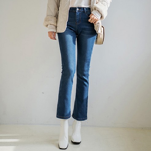 레몬소울 여성용 다르 밴딩 기모 부츠컷 데님팬츠