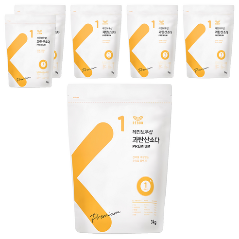 레인보우샵 과탄산소다 프리미엄 산소계 표백제, 3kg, 6개