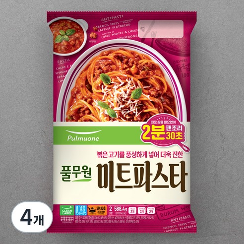 풀무원 생미트스파게티 2인, 588.4g, 4개