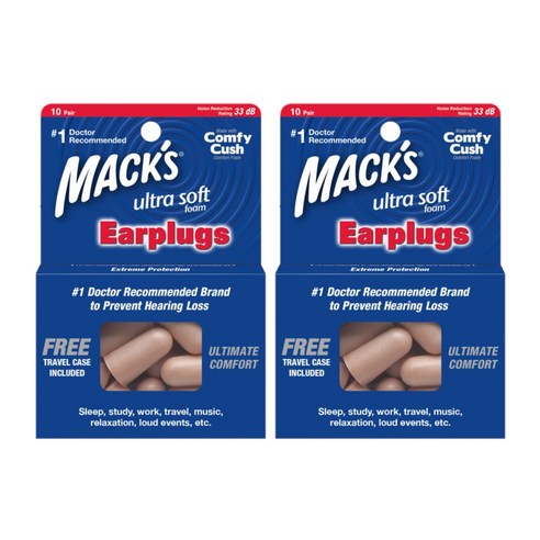Macks 울트라 소프트 폼 33dB 이어플러그, 2개, 10쌍