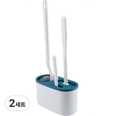 순잠 벽걸이형 변기 청소도구 청소솔 + 변기솔 + 클렌징 브러쉬 세트, 라이트블루, 2세트