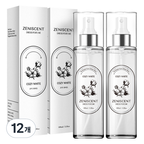 제니센트 섬유탈취제 코지화이트, 100ml, 12개